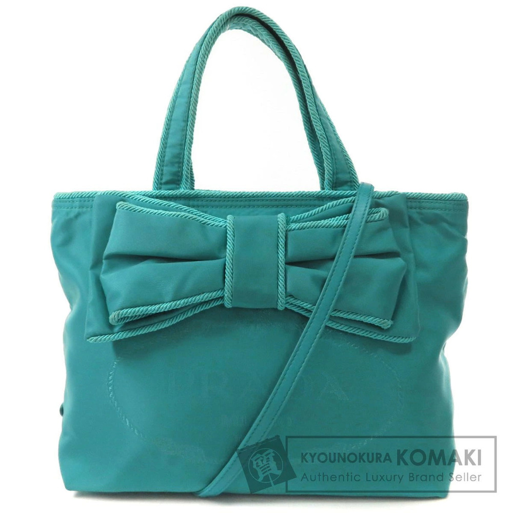 Prada Tessuto bow satchel prominent bow Turquoise Blue
